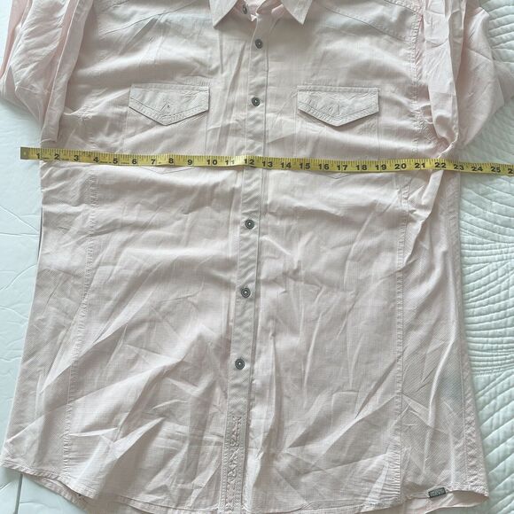 Buckle Black Mens Large Button Up Shirt Peach Long Sleeve Cotton Athletic Fit - Picture 8 of 10